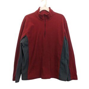 L.L. Bean Vintage Men's 1/4 Zip Pullover Red Fleece Sweater Large REG